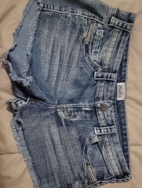 Mudd Light Blue Frayed Denim Cutoff Shorts